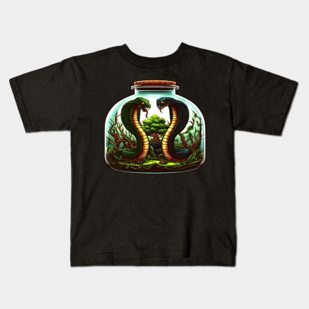 Two King Cobra Kids T-Shirt by Bentonhio